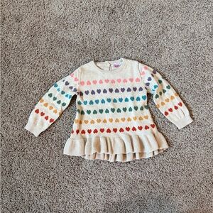 Ruffle Butts Tan Sweater with Rainbow Hearts